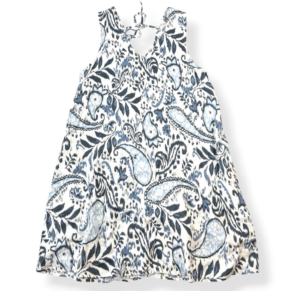 Lucky Brand‎ Dress Womens M Sleeveless Paisley V-Neck Shift Linen Casual
